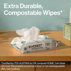 The Honest Company Baby Wipes for Sensitive Skin, Hypoallergenic, Fragrance-Free, Multi-Use, Geo Mood Design, 576 Count (8 Packs of 72)