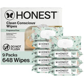 The Honest Company Unscented Wipes Over 99% Water Compostable Plant-Based Baby Hypoallergenic for Sensitive Skin EWG Verified Geo Mood 648 Count