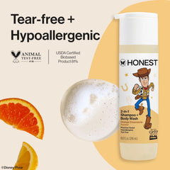 The Honest Company Cleansing 2-in-1 Shampoo + Body Wash, Gentle on Skin, Dermatologist Tested, Tear Free, Hypoallergenic, Disney and Pixar's Toy Story, Orange Creamsicle