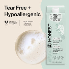 The Honest Company 2-in-1 Cleansing Shampoo + Body Wash, Gentle Enough for Baby, Dermatologist Tested, Tear-Free, Hypoallergenic, Fragrance-Free