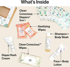 The Honest Company Baby Arrival Gift Set Newborn Essentials Welcome Box, Diapers Wipes Personal Care Diaper Rash Cream