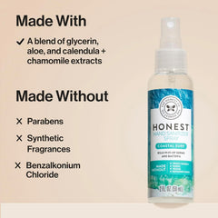 The Honest Company Plant-Based Hand Sanitizer Spray | Kills 99.9% of Germs | Hypoallergenic, Quick-drying + Moisturizing | Coastal Surf, 2 fl oz each (pack of 3)