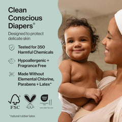The Honest Company Comfort Dry Disposable Daytime Diapers, Hypoallergenic, Fragrance-Free, Sensitive Skin, Rose Blossom + Tutu Cute, Club Box Size 2 (12–18 lbs), 72 Count