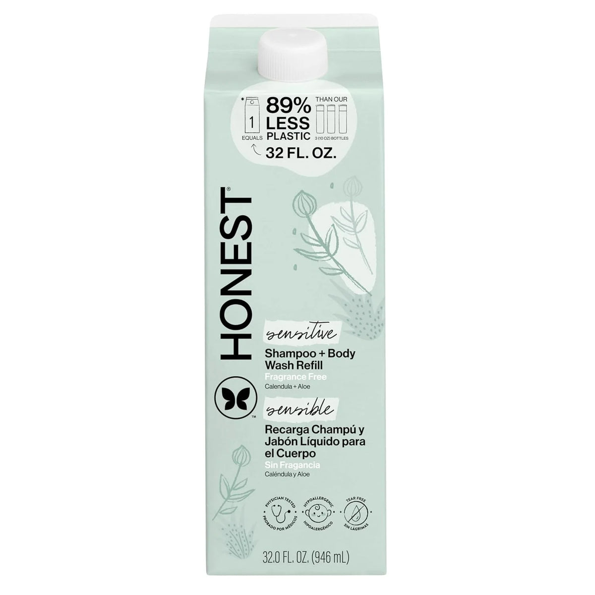 The Honest Company 2-in-1 Cleansing Shampoo + Body Wash, Gentle Enough for Baby, Dermatologist Tested, Tear-Free, Hypoallergenic, Fragrance-Free