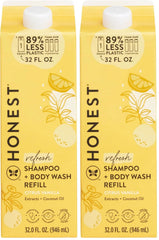 The Honest Company 2-in-1 Cleansing Shampoo Body Wash Refill Carton, Gentle for Baby, Naturally Derived, Tear-free, Hypoallergenic, Citrus Vanilla Refresh, 32 fl oz, (Pack of 2)