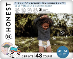 The Honest Company Clean Conscious Training Pants for Sensitive Skin, Hypoallergenic, Fragrance-Free, Rompin' & Stompin' Diggin' It, Size 4T/5T (38 lbs), 48 Count