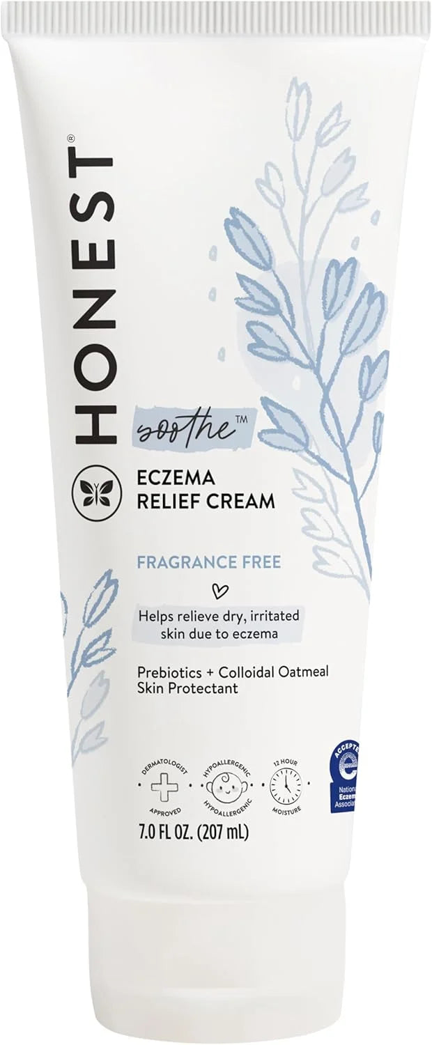 The Honest Company Eczema Soothing Therapy Cream and Skin Protectant, Naturally Derived, Gentle for Baby, Prebiotics Colloidal Oatmeal, 7 oz