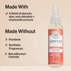The Honest Company Plant-Based Hand Sanitizer Spray Kills 99.9% of Germs Hypoallergenic Quick-drying and Moisturizing Grapefruit Grove 2 fl oz
