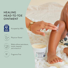 The Honest Company Head-to-Toe Healing Ointment, Multi-Purpose Baby Balm, Hypoallergenic, Fragrance-Free, Vegan, 10 oz