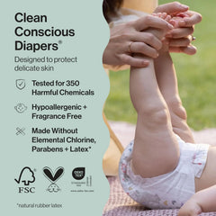 The Honest Company Comfort Dry Disposable Daytime Diapers for Sensitive Skin, Hypoallergenic, Fragrance-Free, Pattern Play, Polybag Size 7 (41 lbs), 16 Count