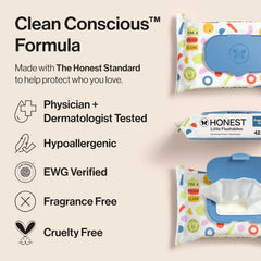 The Honest Company Hypoallergenic Toddler Flushable Wipes, 42 Count