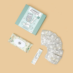 The Honest Company Babe's Clean Bum Gift Set, Diapering and Newborn Essentials 99% Water Wipes 60 ct Diaper Rash Cream 2.5 oz Conscious Diapers Size 1