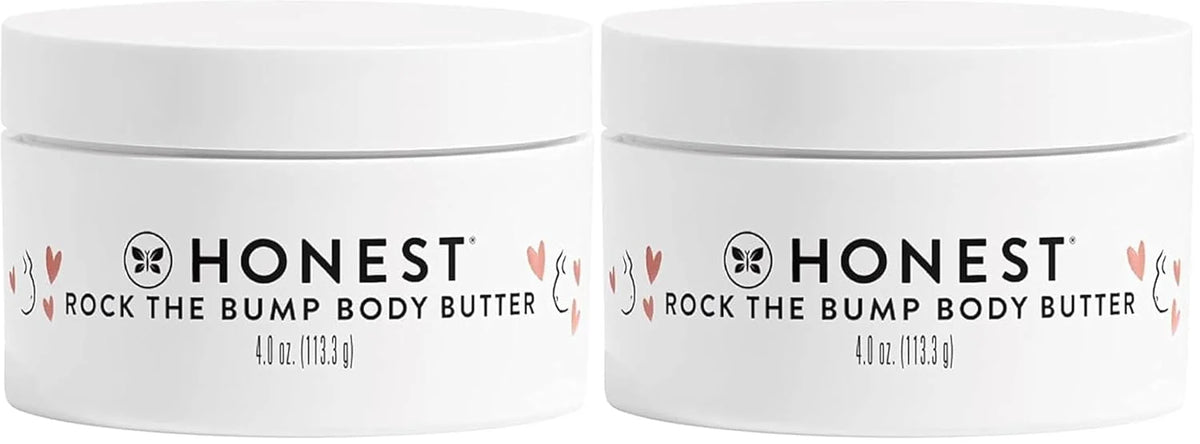 The Honest Company Mama Rock Bump Body Butter Moisturizing Stretch Mark Cream,Shea Avocado Oil,Vitamin E,Hypoallergenic and Dermatologist Tested,4 oz,(Pack of 2)