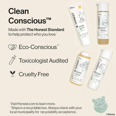 The Honest Company Fragrance-Free Bathtime Gift Set, Disney Design, Hypoallergenic, Bath Essentials for Sensitive Skin, Shampoo and Body Wash, Face Lotion, Bubble Bath, Conditioner, Sponge
