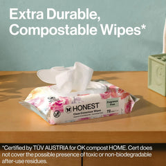 The Honest Company Baby Wipes for Sensitive Skin, Hypoallergenic, Fragrance-Free, Multi-Use, Rose Blossom Design, 576 Count (6 Packs of 96)