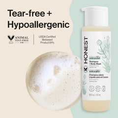The Honest Company 2-in-1 Baby Shampoo & Body Wash, Fragrance-Free, Gentle, Tear-Free, Hypoallergenic, Naturally Derived, Sensitive Skin, 18 fl oz