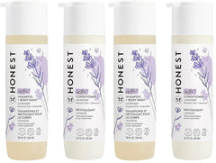 The Honest Company Baby Shampoo, Body Wash & Conditioner Duo, 2-in-1 Cleansing, Silicone-Free, Naturally Derived, Lavender Calm Scent, 10 fl oz (Pack of 4)